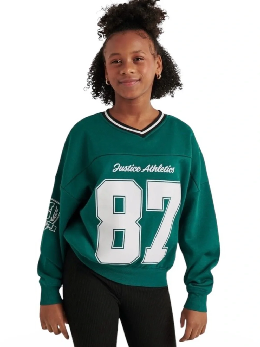 Justice Girls Varsity V-neck Sweatshirt